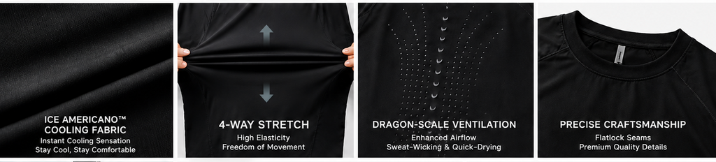 4-Way Stretch · Dragon-Scale Breathability · Cooling Short Sleeve Top