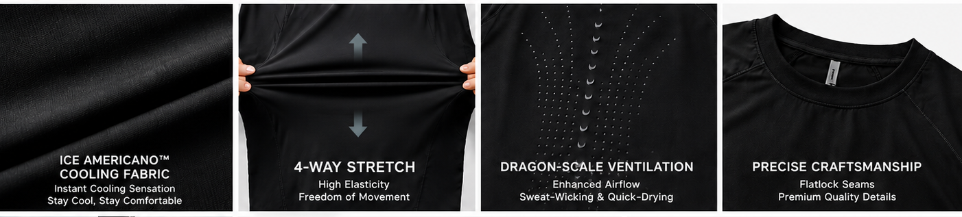 4-Way Stretch · Dragon-Scale Breathability · Cooling Short Sleeve Top